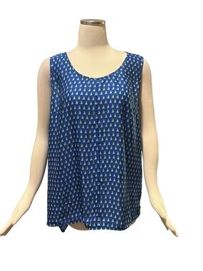 Merona Blue Printed Scoop Neck Sleeveless Top